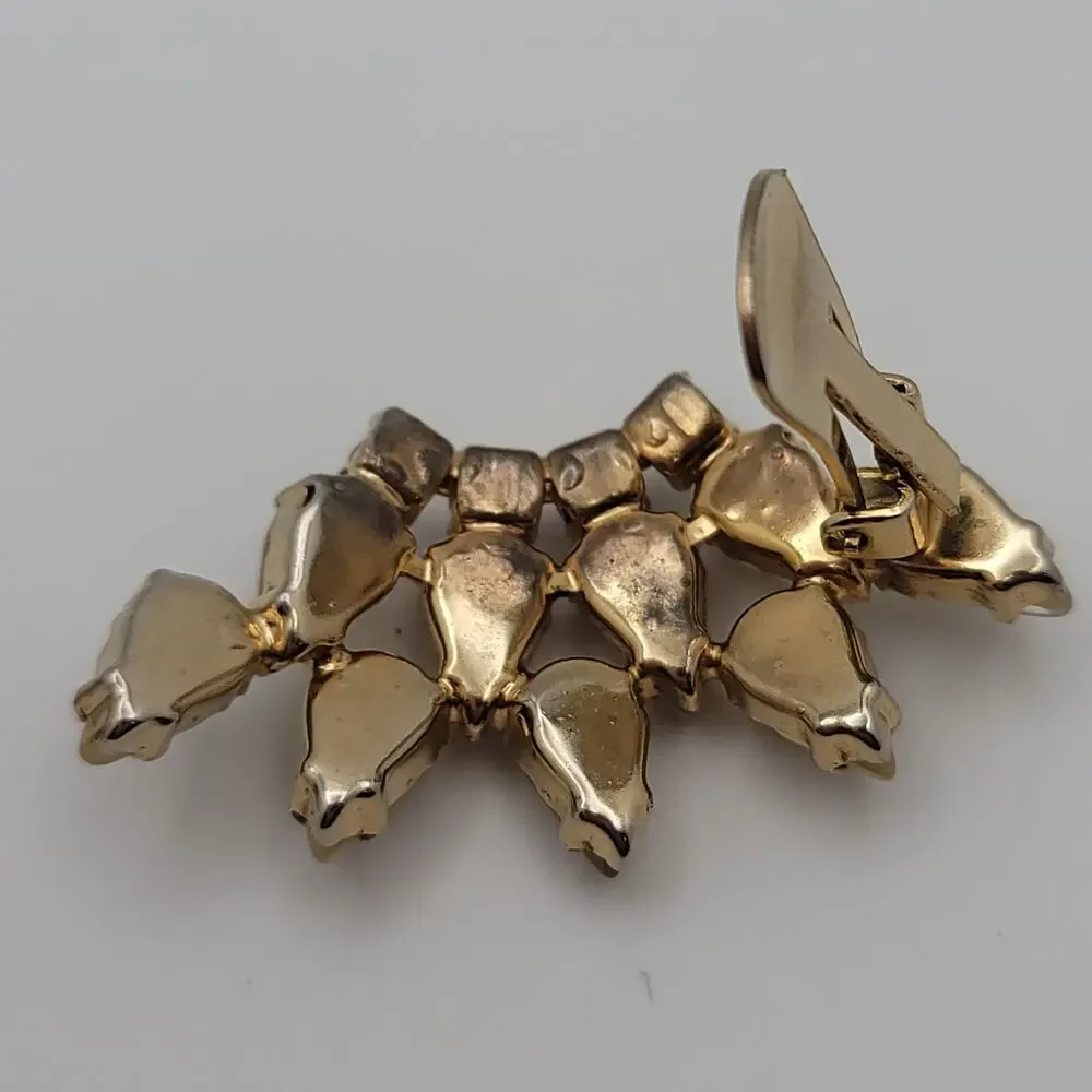 Vintage Gold-tone Clip On Earrings Frosted Pear Shaped Cabochons